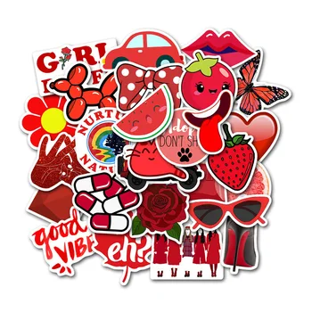Kpop Lipdukai Lipdukai Anime Stickers50PCS Raudonos spalvos Mažų Šviežių Lagaminas, Nešiojamas Grafiti Lipdukas MTZ060-67 Riedlentė Lipdukai