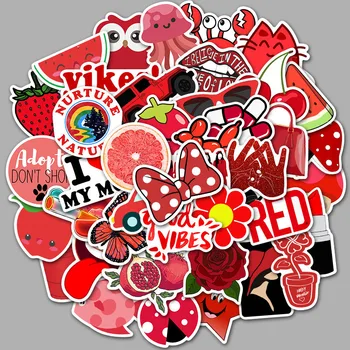 Kpop Lipdukai Lipdukai Anime Stickers50PCS Raudonos spalvos Mažų Šviežių Lagaminas, Nešiojamas Grafiti Lipdukas MTZ060-67 Riedlentė Lipdukai