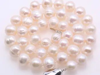 Moterų Papuošalai gamtos perlas 10mm šviesiai rausvos baroko perlas 925 sidabro užsegimas karoliai Natūralių gėlavandenių perlų dovana 42cm 17