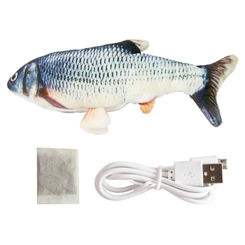 30cm Įkrovimo Juokingi Pet Elektriniai Žaislai 3D Modeliavimas Žuvis Juda Uodega USB Įkrovimo Kačių Žaisti Žaislas Vibracijos Žuvų Kačių Žaislai
