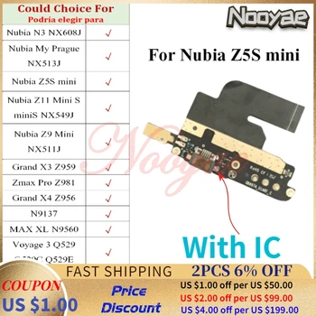 Už ZTE Nubija N3 NX608J NX513J Z5S Z11 Z9 mini S NX549J NX511J Z959 USB Doko Įkroviklio Įkrovimo lizdas Kištukas Flex Kabelis Valdyba
