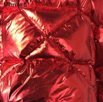 2018 Shinny raudona bombonešis striukė atspari vandeniui, aukščiausios kokybės prekės ponios žiemos Ins karšto dizaino žiemos paltai