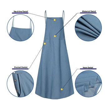 Moterų Vasaros Spageti Dirželis Sundress 2021 ZANZEA Elegantiškas Backless Bendras Suknelė Maxi Vestidos Moterų Mygtuką Denim Blue Skraiste