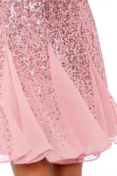 Rožinė Aukso China Šifono Mini Suknelė Moterims Vakare Šalis Suknelė Vestido De Festa Skraiste Rankovių Chalatai Oficialią Suknelės, Šaliai