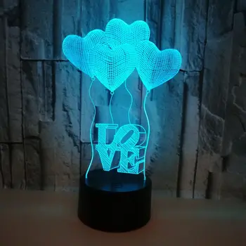 Didmeninė keturių meilės 3D LED spalvinga naktį lempos atmosfera akrilo mažas stalo lempa užsienio prekybos kūrybos dovanos