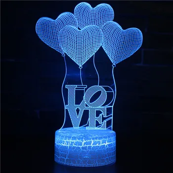 Didmeninė keturių meilės 3D LED spalvinga naktį lempos atmosfera akrilo mažas stalo lempa užsienio prekybos kūrybos dovanos