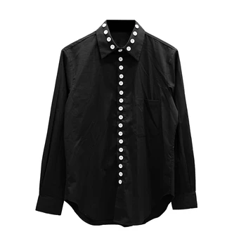 S-6XL!!!Vyriški marškiniai, paprastas klasikinis slim figūra multi mygtuką siuvinėjimo black series.