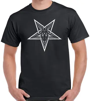 Aukštos Kokybės Pentagram Šėtonas Velnias Cool Mados Spausdinti marškinėliai vyriški Visus Medvilnės Tees dydis S-3XL