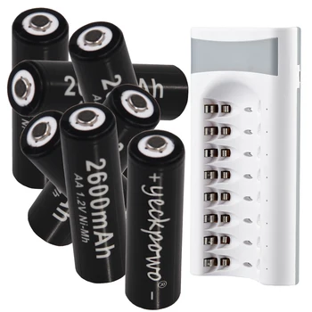 AA baterijos įkraunamos ni-mh baterijos 2600mah 1.2 V žemas savaiminio išsikrovimo fotoaparato blykstės žaislas mp3 ir AA krovikliu