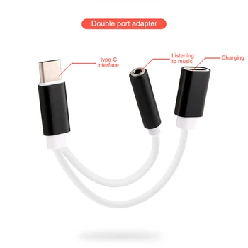 Nauji Karšto 2 in 1 USB-C 3.5 mm Audio Adapteris Modelis C Įkrovimo Adapterio Kabelį Konverteris mobilusis Telefonas