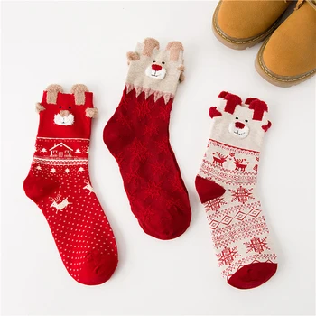Medvilnės Karšto Pardavimo Moterų Kojinės Žiemai Populiarus 1Pair Šiltos Kojinės Mergina Aukštos Kokybės Kalėdų Dovana Kalėdų Stilius