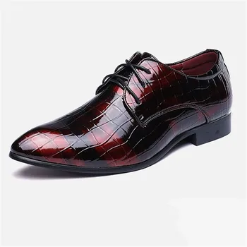 Movechain Vyrų Mados Krokodilas Grūdų Lakinės Odos Verslo Dress Shoes Mens Atsitiktinis Derliaus Spausdinimo Nėriniai-Up Butai EUR 38-48