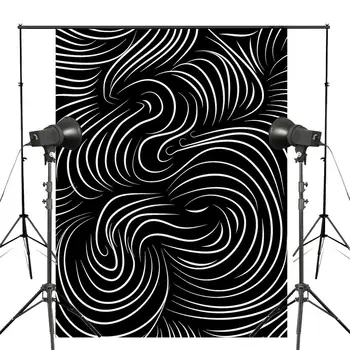 Juoda Balta Backgound Fotografijos Linija Backdrops Abstraktusis Menas, Foto Studija Rūkas Fone Rekvizitai 5x7ft
