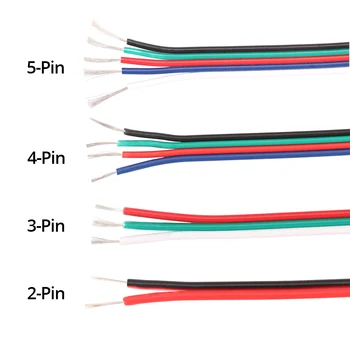 Vielos kabelis 1M 5M 10M 2PIN/3PIN/4PIN/5PIN LED Jungtis Išplėtimo Elektros Laidus 22AWG Už Vienos Spalvos LED Juostelės RGBW RGB ect