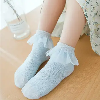 Vasaros medvilnės nėriniai vaikams kojinės didmeninės nauja merginų tinklinio plonos kojinės 1-8 metų vaikams kojinių 5 poras pack