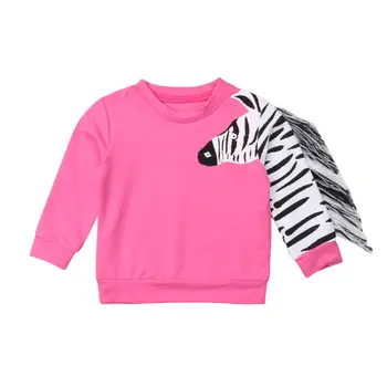 UK Bamblys Baby Girl Drabužių Rudens Palaidinukė Zebras Spausdinti Viršūnės T-Shirt Šilta Palaidinukė Rudens Žiemos Drabužių