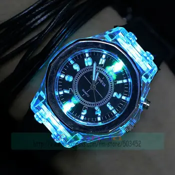 100vnt/daug puikių nr. kristalų ženevos silikono žiūrėti su nakties šviesos karšto pardavimo wrap kvarco atsitiktinis žiūrėti geneva laikrodis