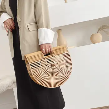 Bambuko maišelį Moterų Pynimo Tote bag 