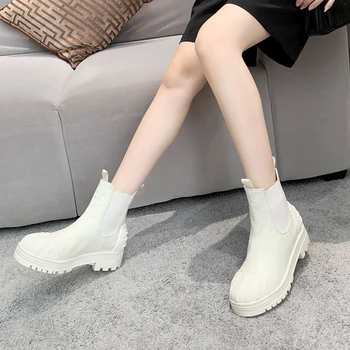 Rudenį ir žiemą, nauji odiniai moteriški bateliai Martin batai prancūzijos shell galvos moterų trumpi batai maži balti bateliai