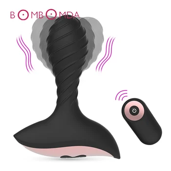 10 Greičio Spiralinis Analinis Vibratorius Butt Plug Nuotolinio Valdymo Prostatos Massager USB Įkrovimo Vyrų Analinis Vibratorius, Sekso žaisliukai Vyrams Gėjų