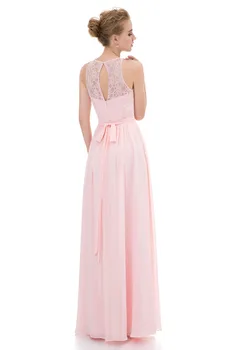 Šviesiai Rausvos Bridesmaid Dresses Ilgai 2020 Šifono nėrinių Aukšto Kaklo Vestuves Svečias Suknelės