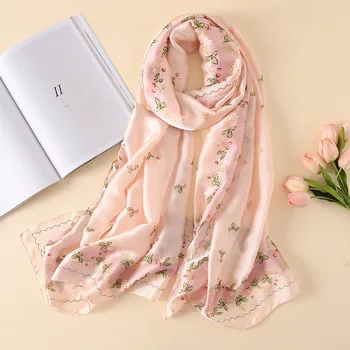 Prabangos prekės 2019 m. Pavasario ir vasaros naujų stilius ponios Mados Gėlių spausdinti didelio moterų skara paplūdimio skara Populiarus šilko headcloth
