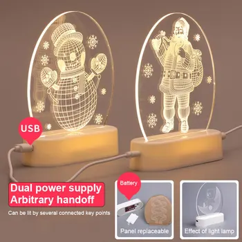 2021 3D LED Akrilo Dekoro Stalo Lempa, Nuotoliniu/Touch Control Naktį Šviesos Šiltai Balta Raudona Spalvinga Miegamojo Puošmena Naujųjų Metų Dovana