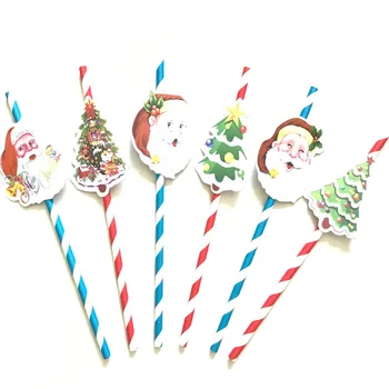 3 VNT Kalėdų Stilius Popieriaus Šiaudų Vienkartiniai Šiaudelius Geriamojo Šiaudelius Rekvizitai Fotografijos Pipete Šalies Apdaila