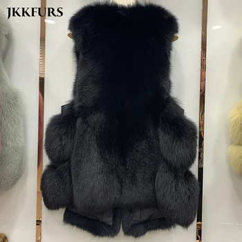2020 m. Naujas Nekilnojamojo Fox Fur Gilet Žiemą Storas Šiltas Kailio Liemenės Moterų Liemenė Lady Mados Purus Ilgai Vest S7877B