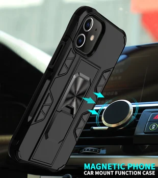 Prabanga Šarvai atsparus smūgiams Telefono dėklas, Skirtas iphone 5 5S SE XS Max 11 Pro XR X 7 8 6 6s Plius Pilnas draudimas, Automobilių Magnetinis Žiedas Bamperis Atvejais
