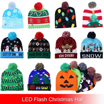 2020 LED Kalėdų Skrybėlę Vaikų, Suaugusiųjų Kalėdinis vakarėlis, Megztinis megztas Beanie Kalėdų Šviesos Iki Megzti Skrybėlę Vaikas Suaugę