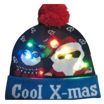 2020 LED Kalėdų Skrybėlę Vaikų, Suaugusiųjų Kalėdinis vakarėlis, Megztinis megztas Beanie Kalėdų Šviesos Iki Megzti Skrybėlę Vaikas Suaugę