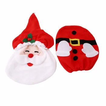 1Set Kalėdų Dekoracijas Vonios kambarys/WC, Raudonos Santa Claus klozeto Dangtis Ir Kilimų Kalėdų Dekoracijas Namų Navidad IC602782