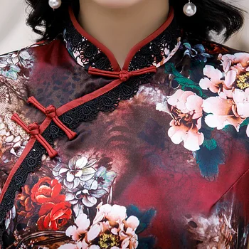 FZSLCYIYI Klasikinis Spausdinimo Nėrinių Apdaila Cheongsam Suknelės Negabaritinių 4XL Mandarinų apykaklės Qipao Derliaus Kinijos vakarinę Suknelę Qipao
