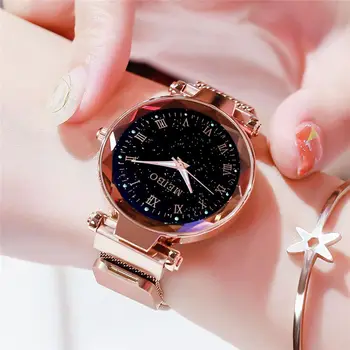 Moteris žiūrėti Fashion Laikrodžiai Magnetas Sagtis Prabanga reloj mujer Ponios Geometrinis Romos Kvarco judėjimas, Laikrodžiai relogio feminino