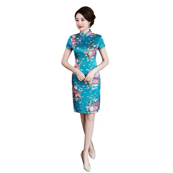Šanchajaus Istorija Trumpa Cheongsam Trumpas Rankovės kinų, rytietiškas Gėlių suknelė Qipao kinų tradicinę suknelę, kinijos suknelės