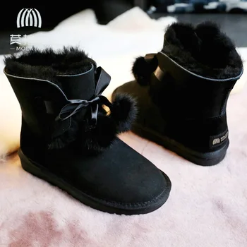 2019 new baby su pačiu plaukų kamuolys avių kailių vienas sniego batai moteriška vamzdis žiemos non-slip batų medvilnės batai