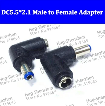 90 Laipsnių Kampu 12V DC5.5*2.1 mm DC Kištukas Moterų ir Vyrų Įkroviklio Maitinimo Adapteris nešiojamas