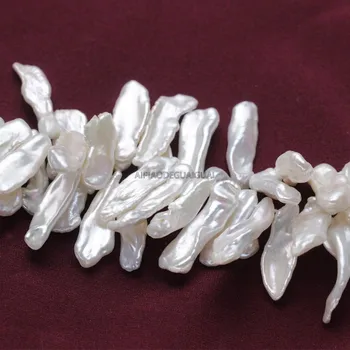 APDGG Gamtos 8*17mm atgimsta gėlo vandens biwa perlų sruogos prarasti karoliukai moterų lady papuošalai 
