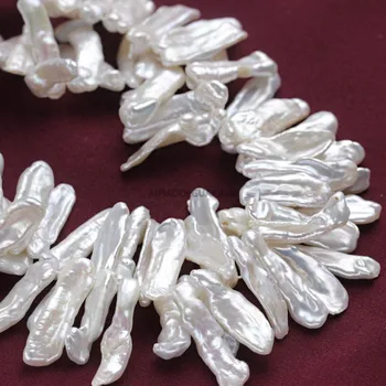 APDGG Gamtos 8*17mm atgimsta gėlo vandens biwa perlų sruogos prarasti karoliukai moterų lady papuošalai 
