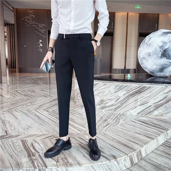2021 M. Pavasarį Vyrų Verslo Suknelė Kelnės Pilka Juoda Oficialų Vyrų Kostiumas Kelnės Vyrų Office Socialinės Atsitiktinis Slim Fit Kelnės Kostiumas Homme