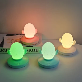 Mielas Kaktusas Touch Tamsos USB Įkraunamas LED Naktiniai staleliai, Lempa Naktį Šviesos Dekoro Vestuvės, Kalėdos, naujieji Metai Apdaila 2021