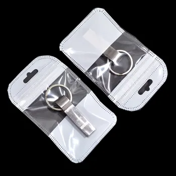 100VNT/ Daug Balta Reclosable Zip-Lock Maišą Su Pakabinti Skylę Elektronikos Priedai Papuošalų Laikymo Krepšiai Aišku Lango Dizaino 9 Dydis