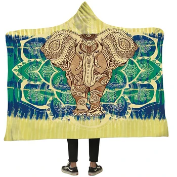 Mandala vilnos antklodė su bžūp naują atvykimo 3d dramblys spausdinti Pliušinis magija žiemos antklodė