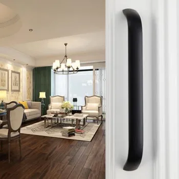 Modernus minimalistinis kietos juodos rankenos stalčiaus rankena, spinta, spintos durys traukti aliuminio lydinio baldai aparatūra