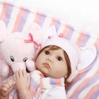 55cm Silikono Reborn Baby Doll Vaikams vaikystės draugas, Dovana Mergaitėms 22 Colių Kūdikis Gyvas, Minkšti Žaislai, Puokštės Lėlės Bebe Atgimsta