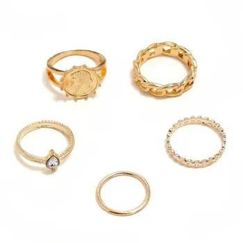 Nauji Lieti Baroko Mados Europos Stiliaus Žiedas Vandens Lašas Akrilo 5-piece Set Multi-elementą Žiedo