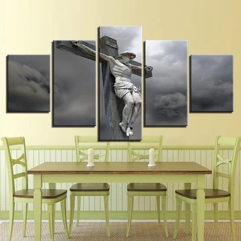 Drobė Meno, Modulinės Spaudinių Kryžiaus Plakatai 5 Vnt Jėzaus Šlovė Dievui Paveikslų Namų Dekoro Kambarį Sistema