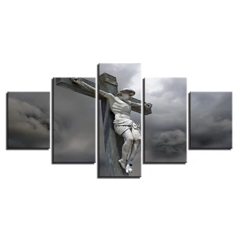 Drobė Meno, Modulinės Spaudinių Kryžiaus Plakatai 5 Vnt Jėzaus Šlovė Dievui Paveikslų Namų Dekoro Kambarį Sistema
