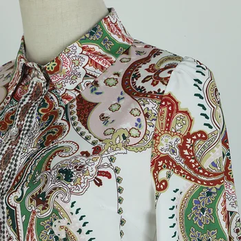 Naujas Mados 2020 M. Pavasarį Marškinių Tipo Suknelės Atvartas Siuvinėjimo Vieną Krūtinėmis Diržo Ilgomis Rankovėmis Atspausdintas Prarasti Totemų Suknelė Moterims